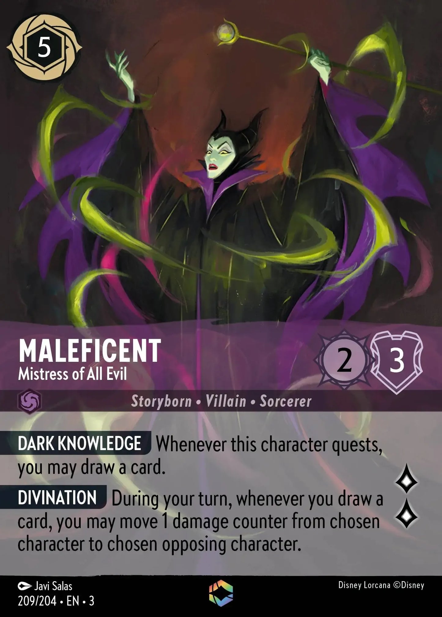 (209) Lorcana Into the Inklands Single: Maleficent - Mistress of All Evil (V.2) Enchanted