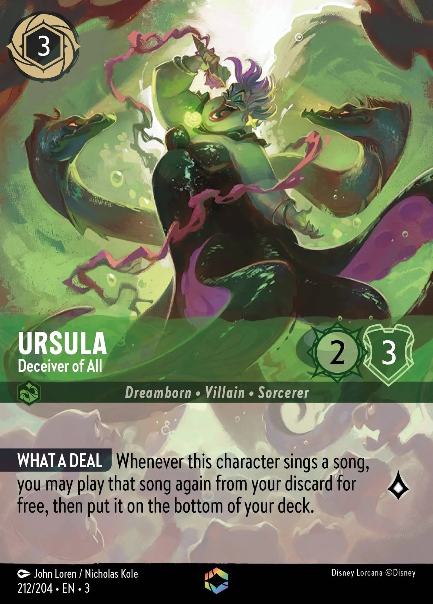 (212) Lorcana Into the Inklands Single: Ursula - Deceiver of All (V.2) Enchanted