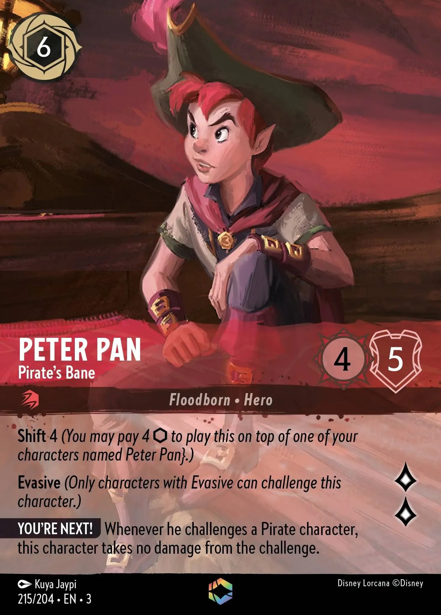 (215) Lorcana Into the Inklands Single: Peter Pan - Pirate's Bane (V.2) Enchanted