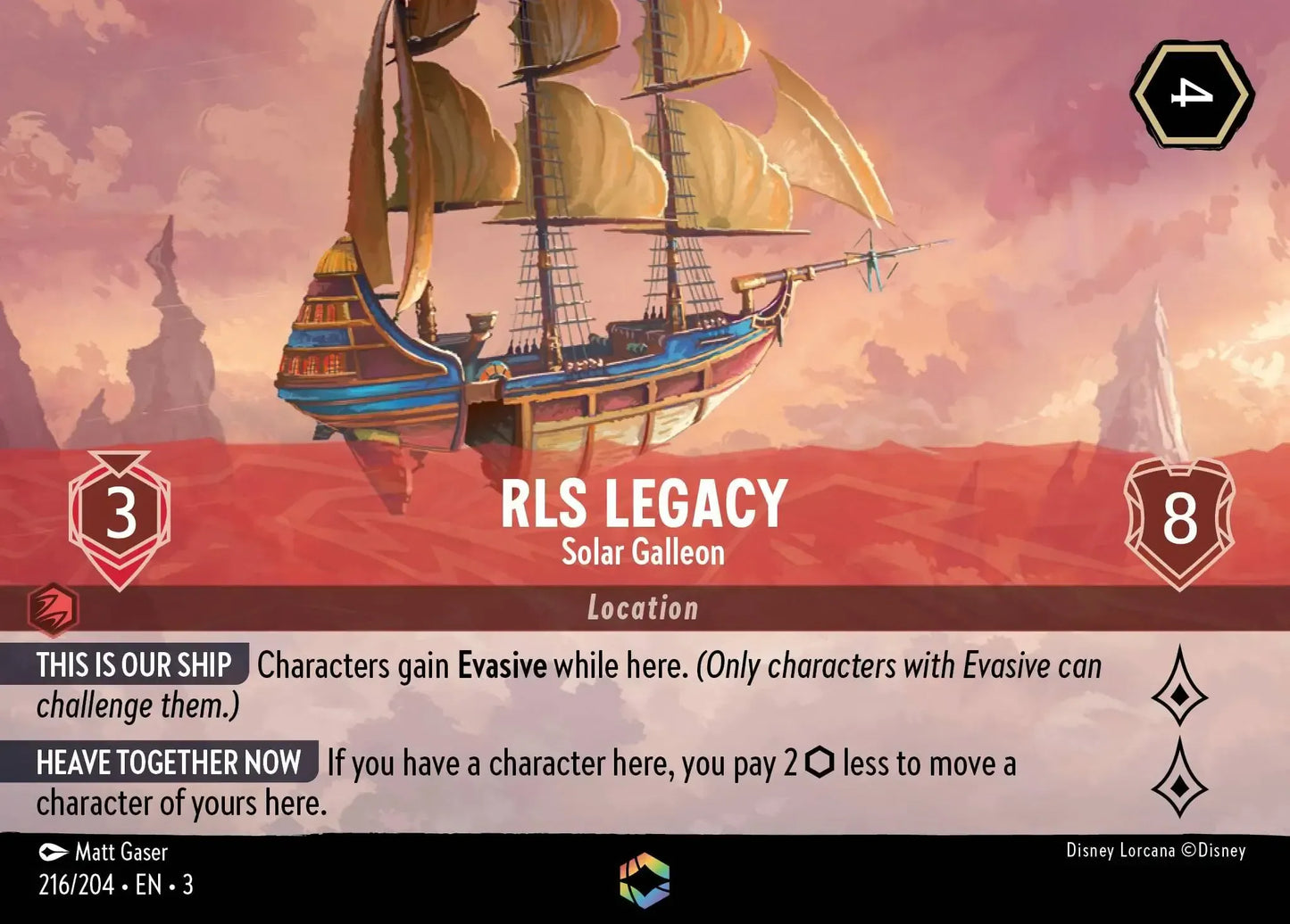 (216) Lorcana Into the Inklands Single: RLS Legacy - Solar Galleon (V.2) Enchanted