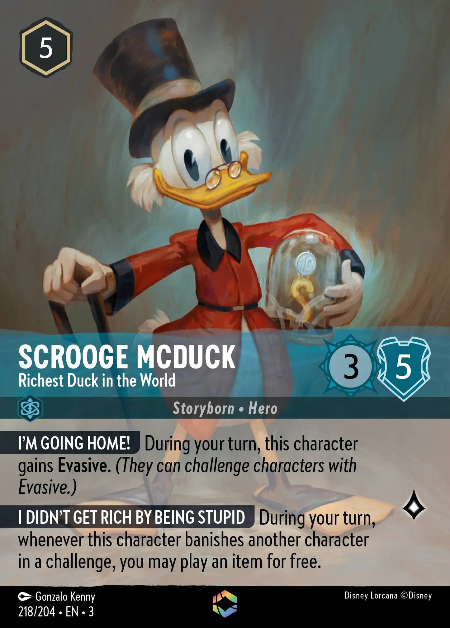 (218) Lorcana Into the Inklands Single: Scrooge McDuck - Richest Duck in the World (V.2) Enchanted