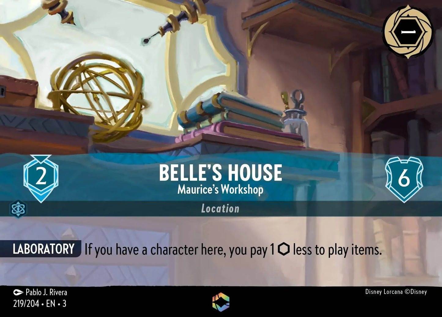 (219) Lorcana Into the Inklands Single: Belle's House - Maurice's Workshop (V.2) Enchanted