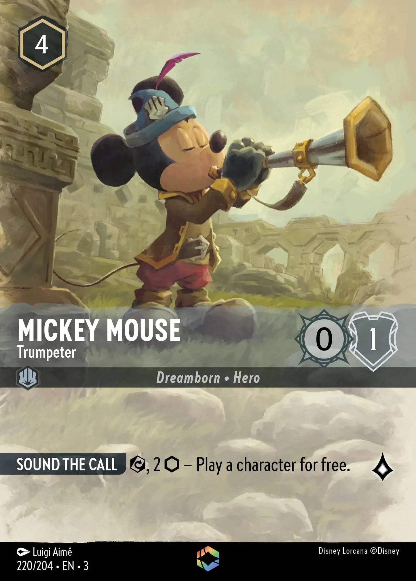 (220) Lorcana Into the Inklands Single: Mickey Mouse - Trumpeter (V.2) Enchanted
