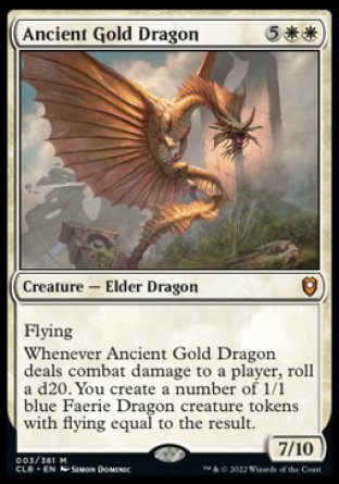 (003) Magic The Gathering Commander Legends: Battle for Baldur's Gate Single: Ancient Gold Dragon Holo Mythic