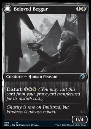 (003) Magic The Gathering Innistrad: Double Feature Single: Beloved Beggar // Generous Soul Holo Uncommon