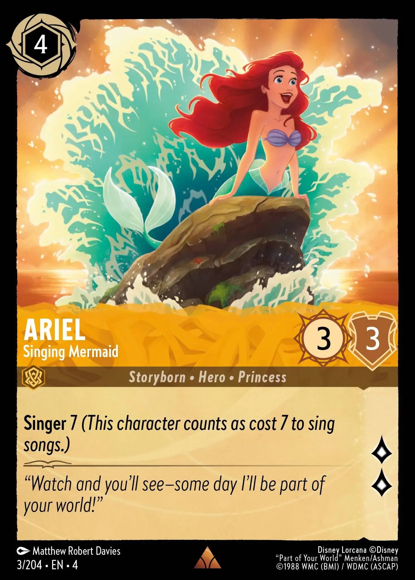 (003) Lorcana Ursula's Return Single: Ariel - Singing Mermaid Rare