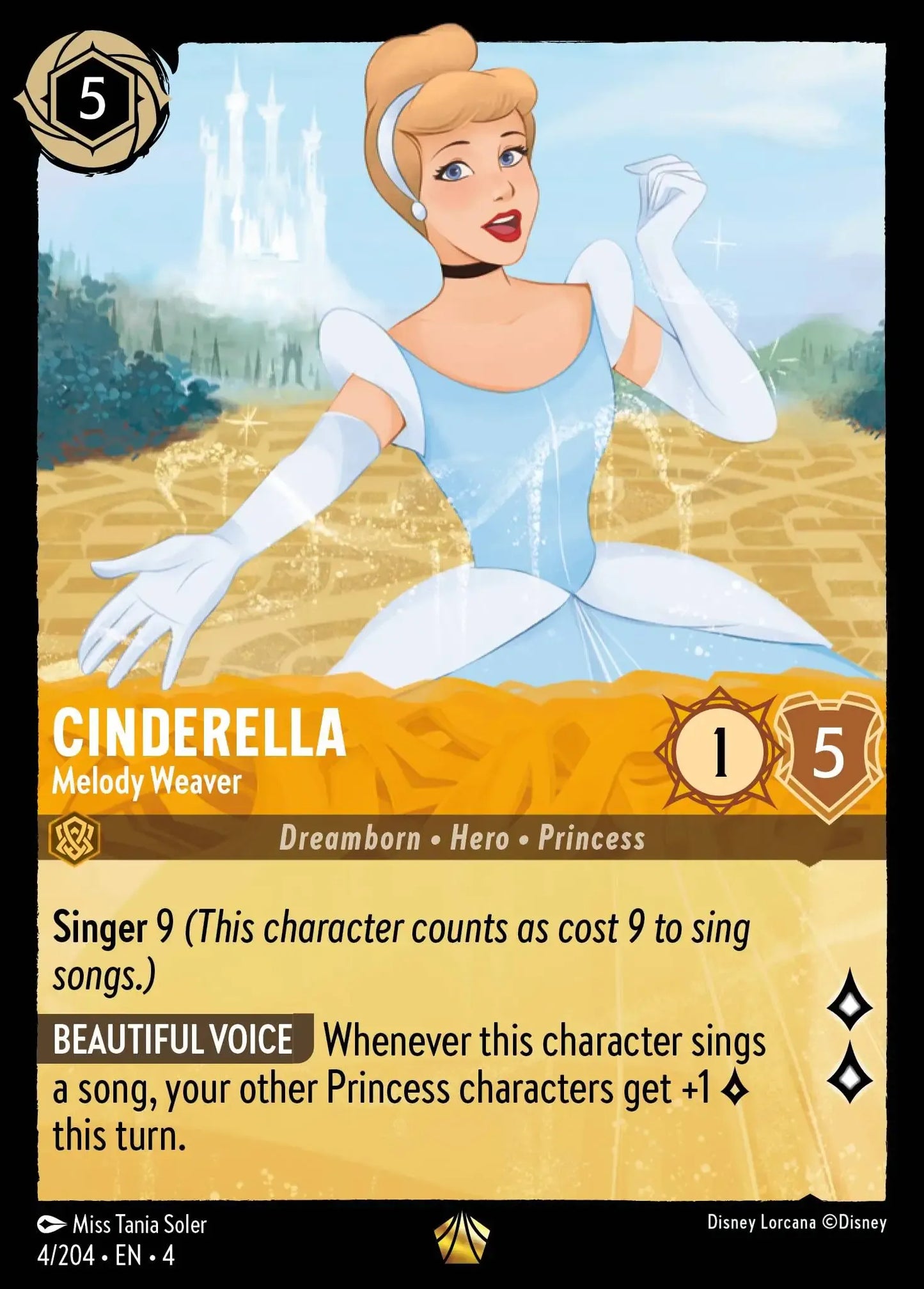 (004) Lorcana Ursula's Return Single: Cinderella - Melody Weaver (V.1) Holo Legendary