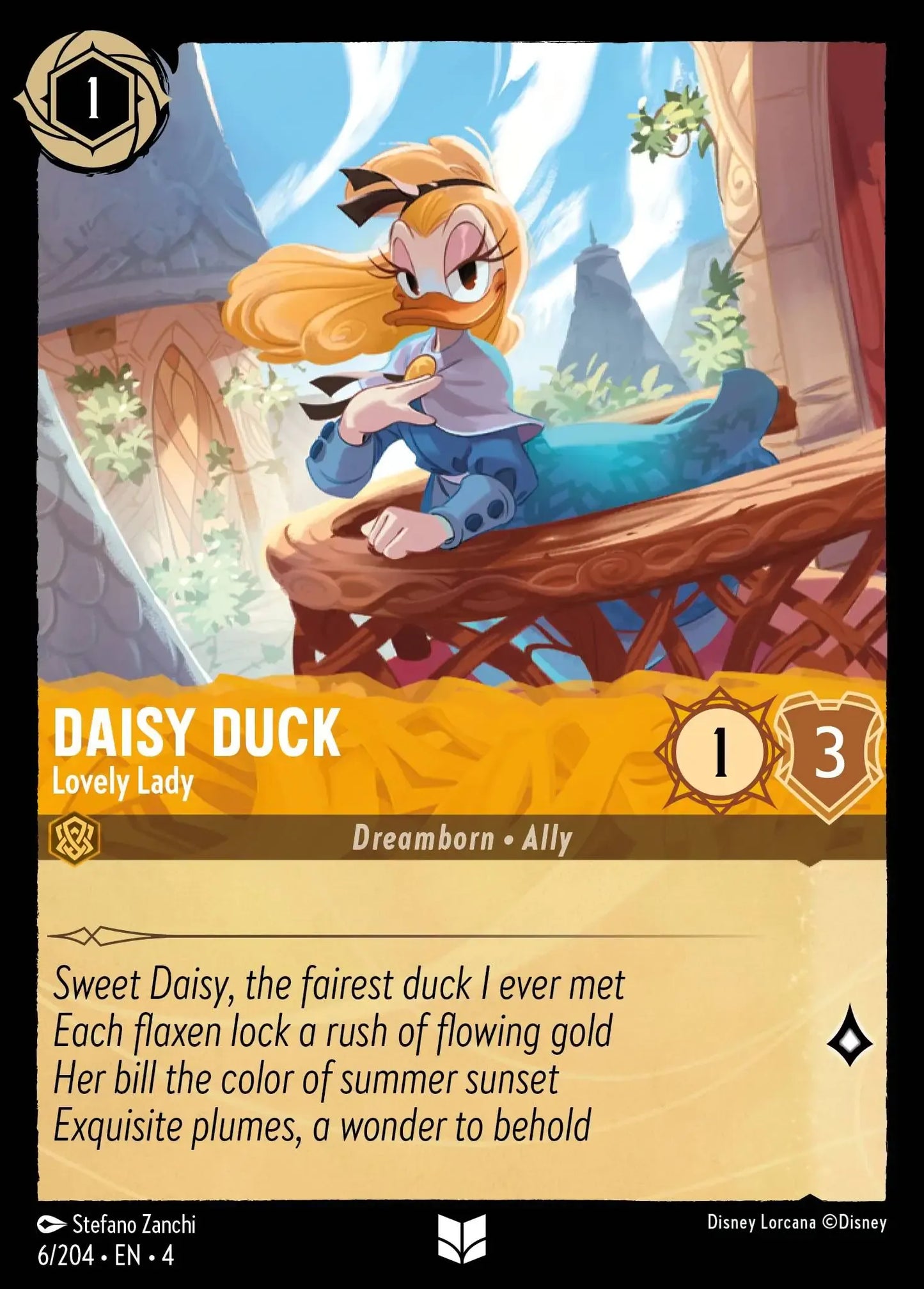(006) Lorcana Ursula's Return Single: Daisy Duck - Lovely Lady Holo Uncommon