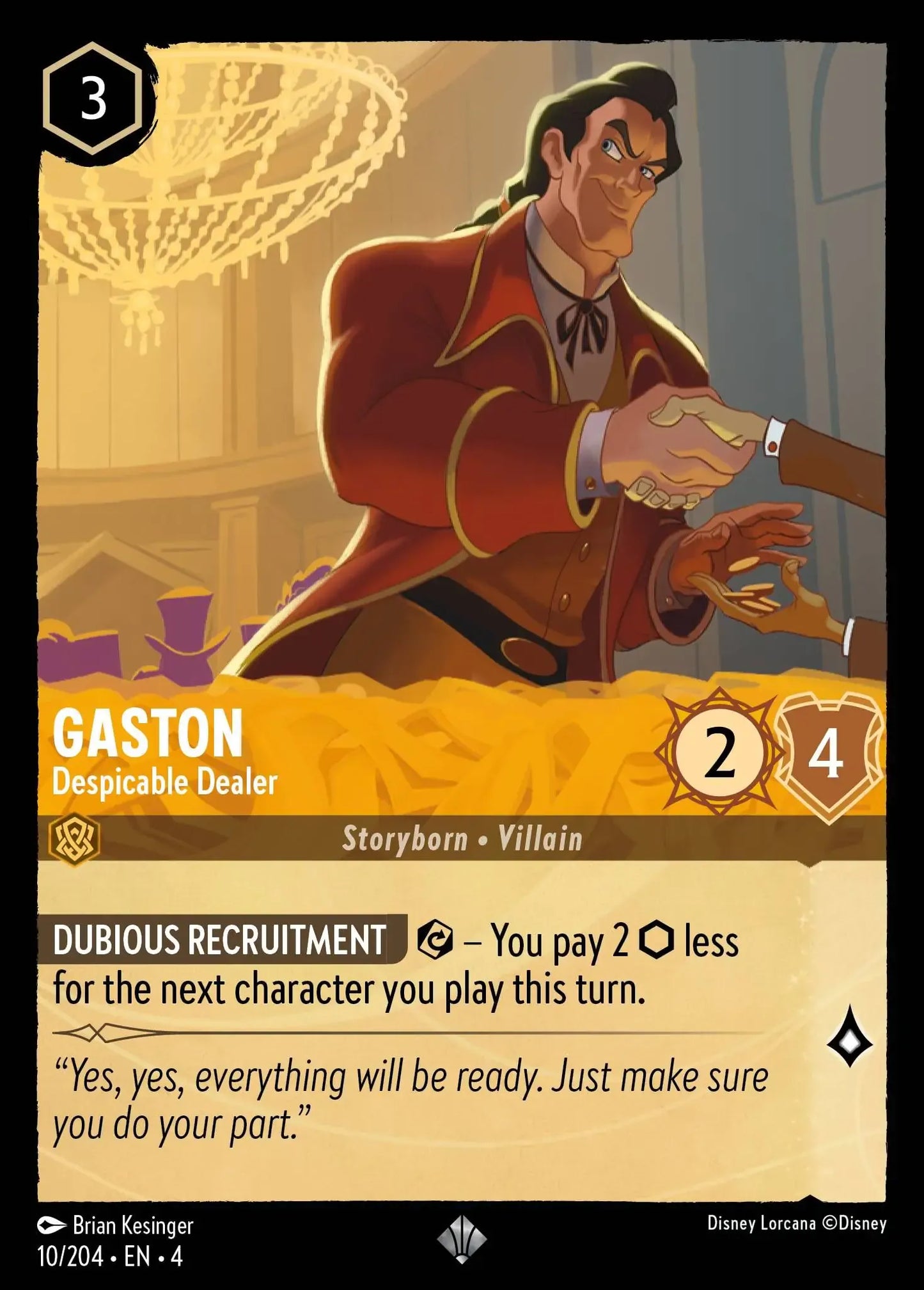 (010) Lorcana Ursula's Return Single: Gaston - Despicable Dealer Holo Super Rare