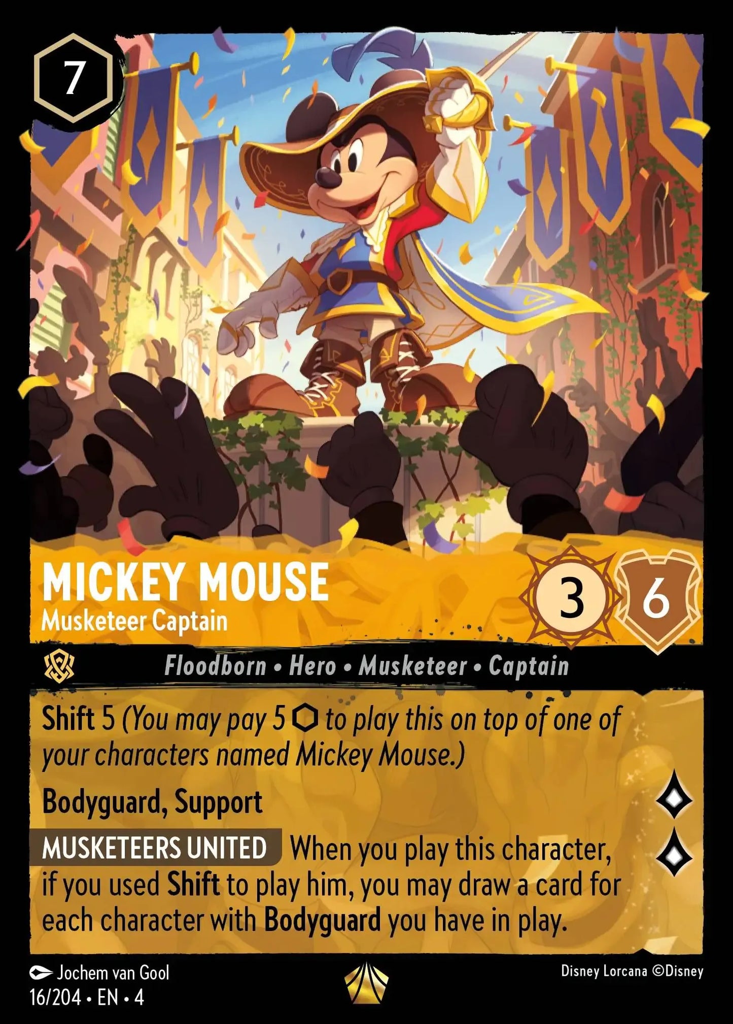 (016) Lorcana Ursula's Return Single: Mickey Mouse - Musketeer Captain Holo Legendary