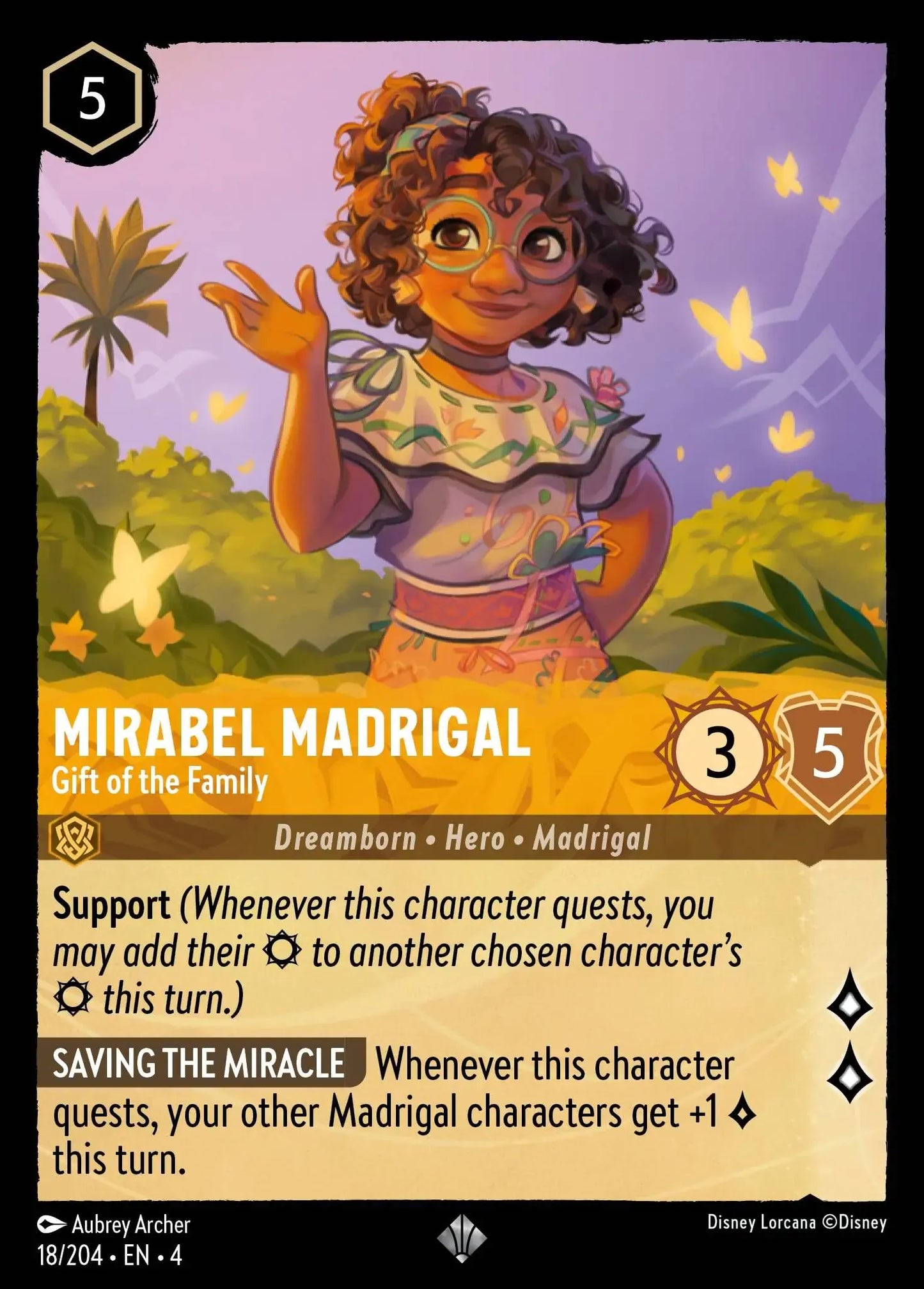 (018) Lorcana Ursula's Return Single: Mirabel Madrigal - Gift of the Family Holo Super Rare