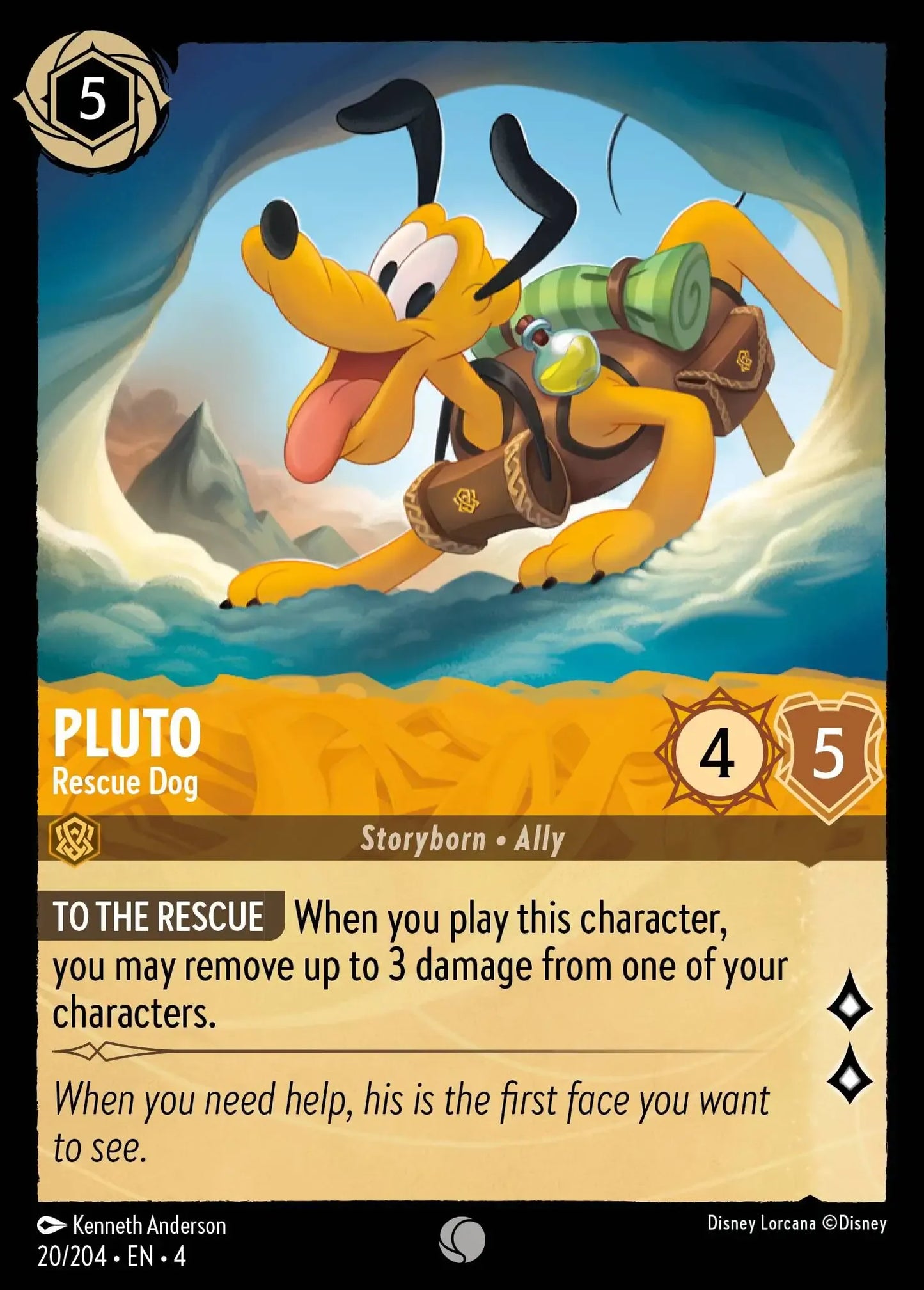 (020) Lorcana Ursula's Return Single: Pluto - Rescue Dog Holo Common