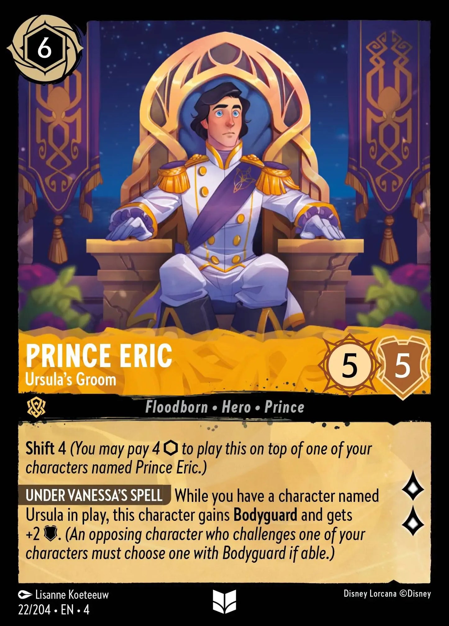 (022) Lorcana Ursula's Return Single: Prince Eric - Ursula's Groom Holo Uncommon