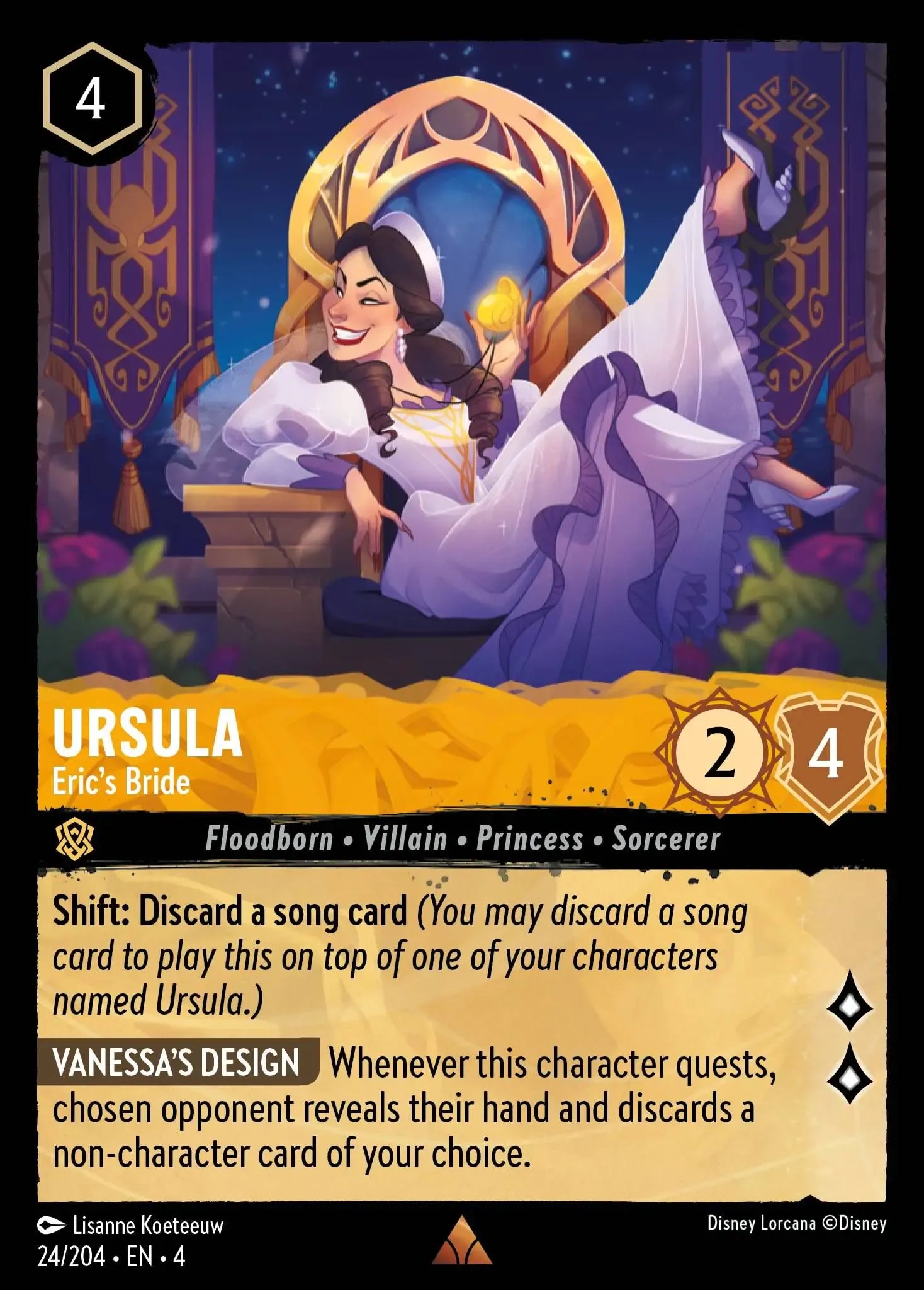 024) Lorcana Ursula's Return Single: Ursula - Eric's Bride Rare Puca Puca Games 024) Lorcana Ursula's Return Single: Ursula - Eric's Bride Rare Puca Puca Games