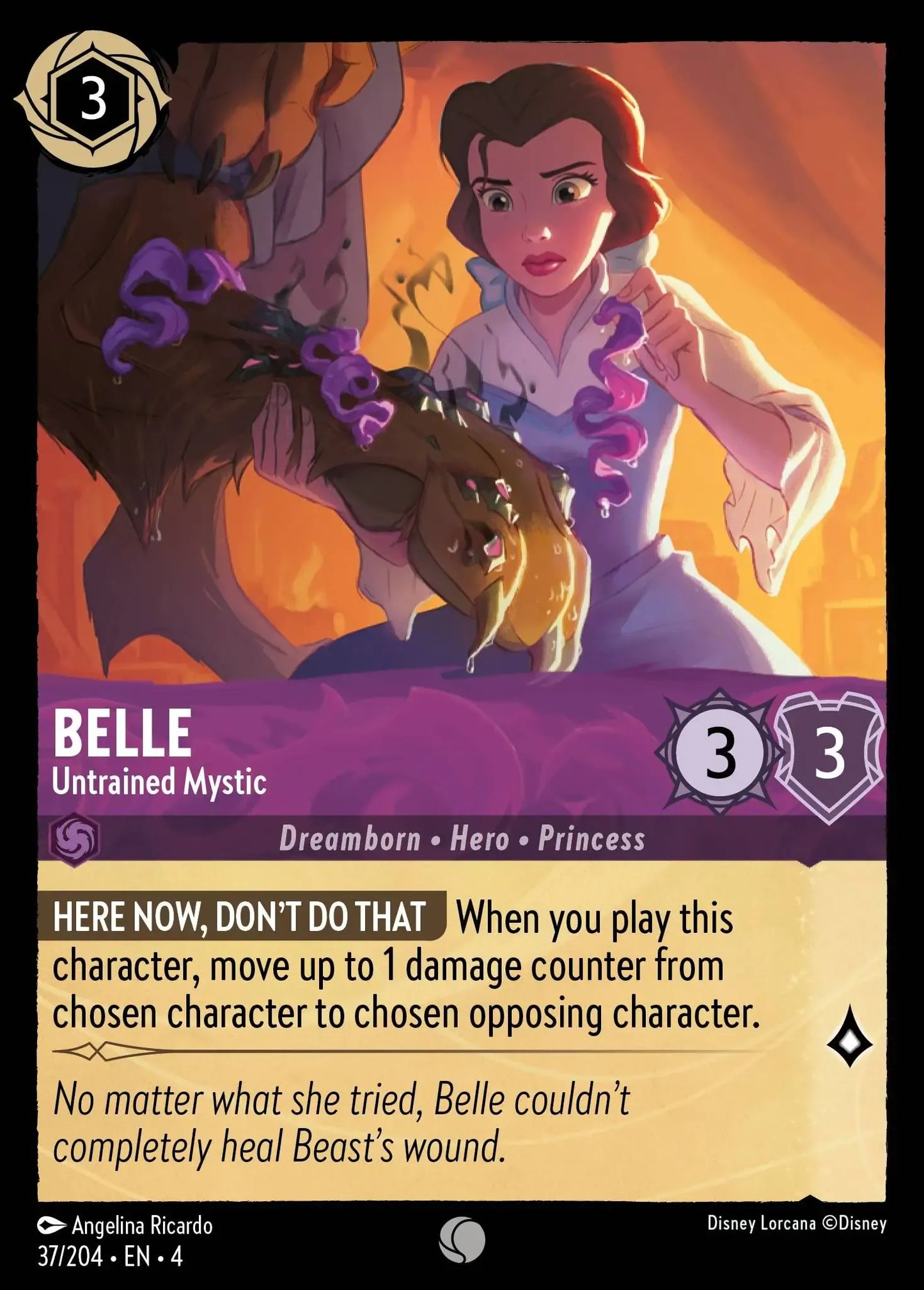 (037) Lorcana Ursula's Return Single: Belle - Untrained Mystic Holo Common