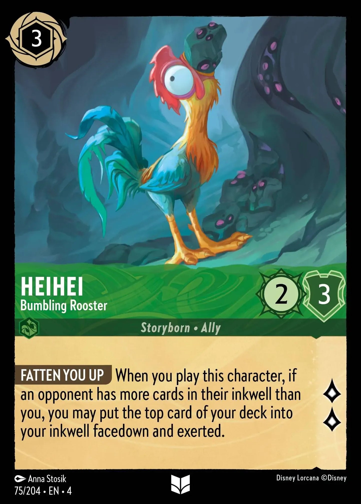 (075) Lorcana Ursula's Return Single: HeiHei - Bumbling Rooster Holo Uncommon