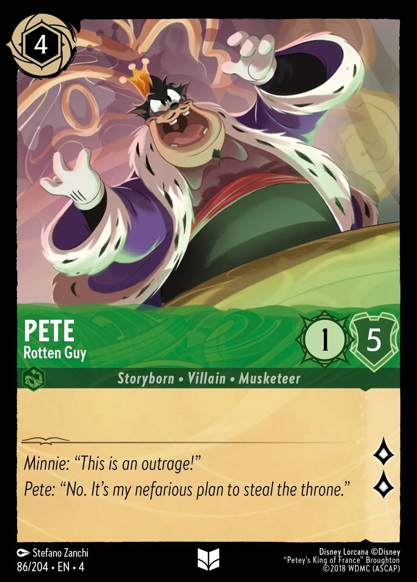 (086) Lorcana Ursula's Return Single: Pete - Rotten Guy Holo Uncommon