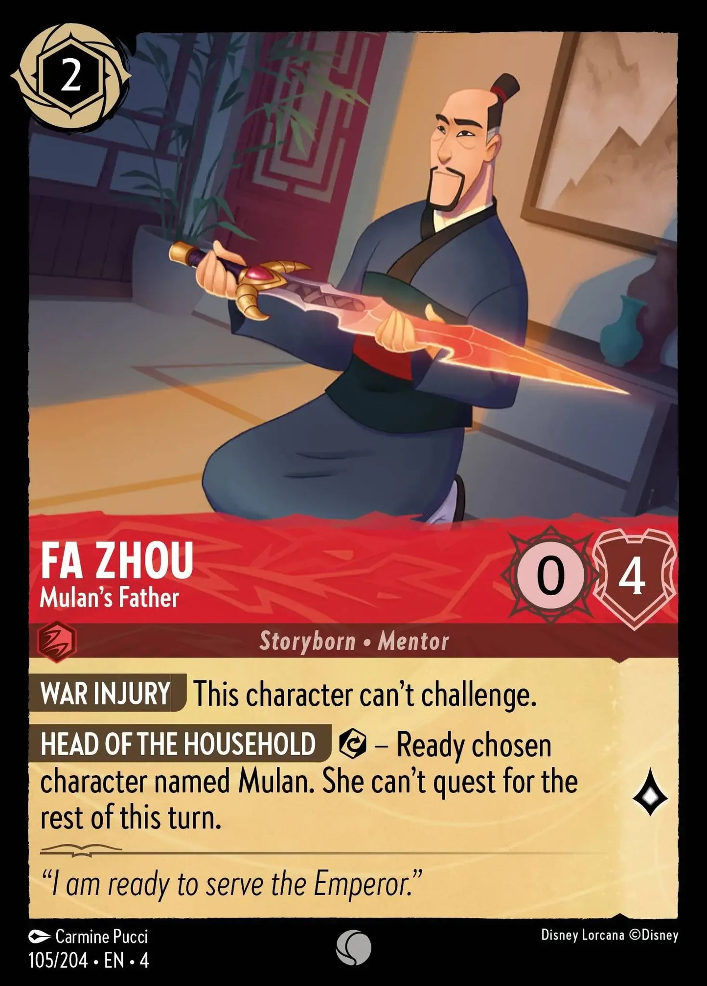 (105) Lorcana Ursula's Return Single: Fa Zhou - Mulan's Father Common