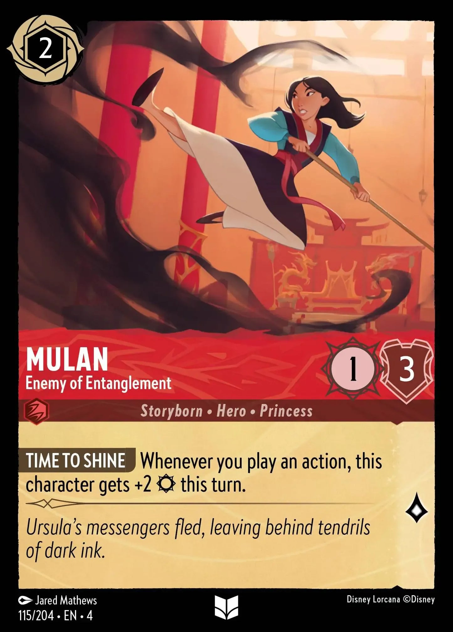 (115) Lorcana Ursula's Return Single: Mulan - Enemy of Entanglement Holo Uncommon