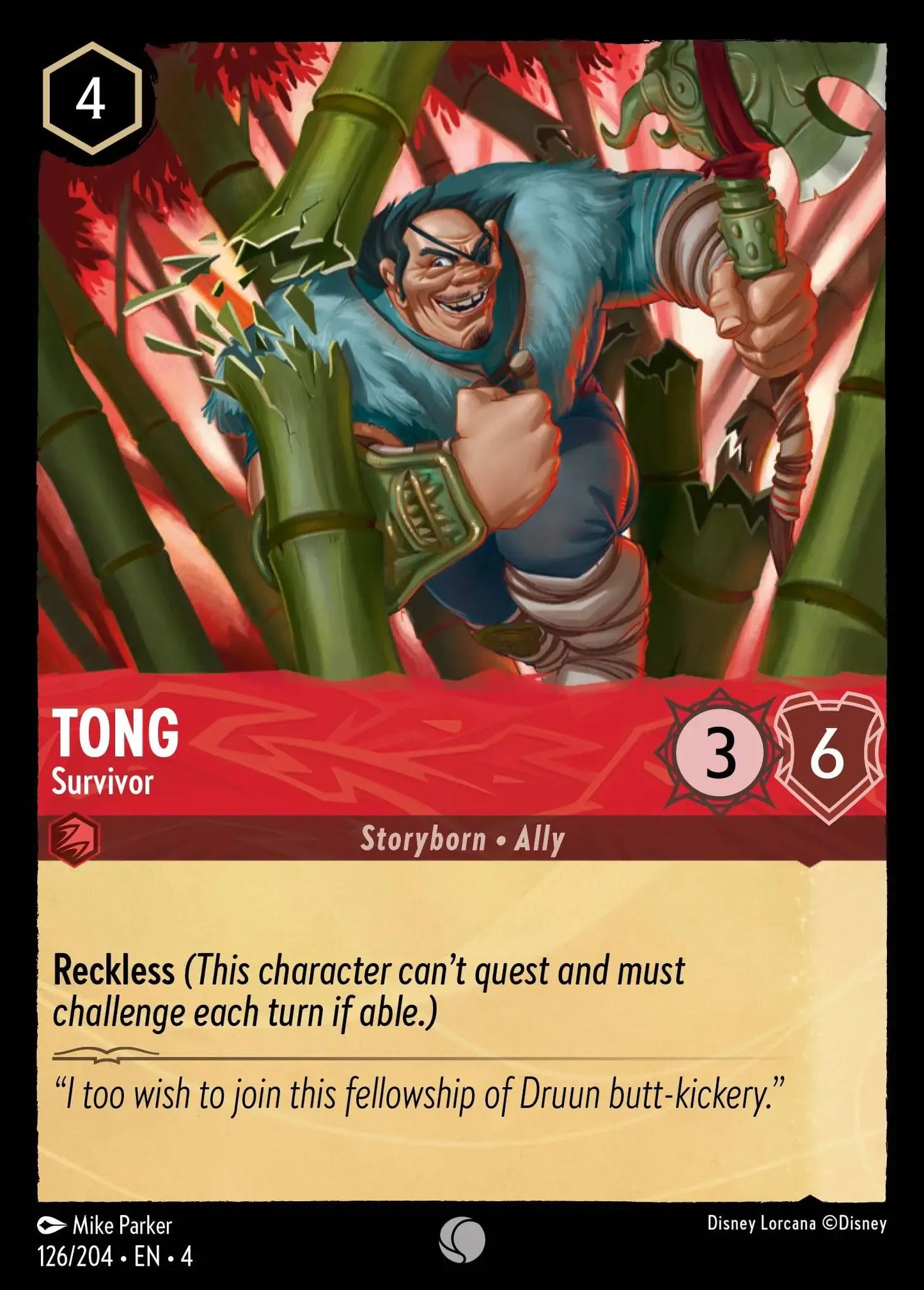 (126) Lorcana Ursula's Return Single: Tong - Survivor Common