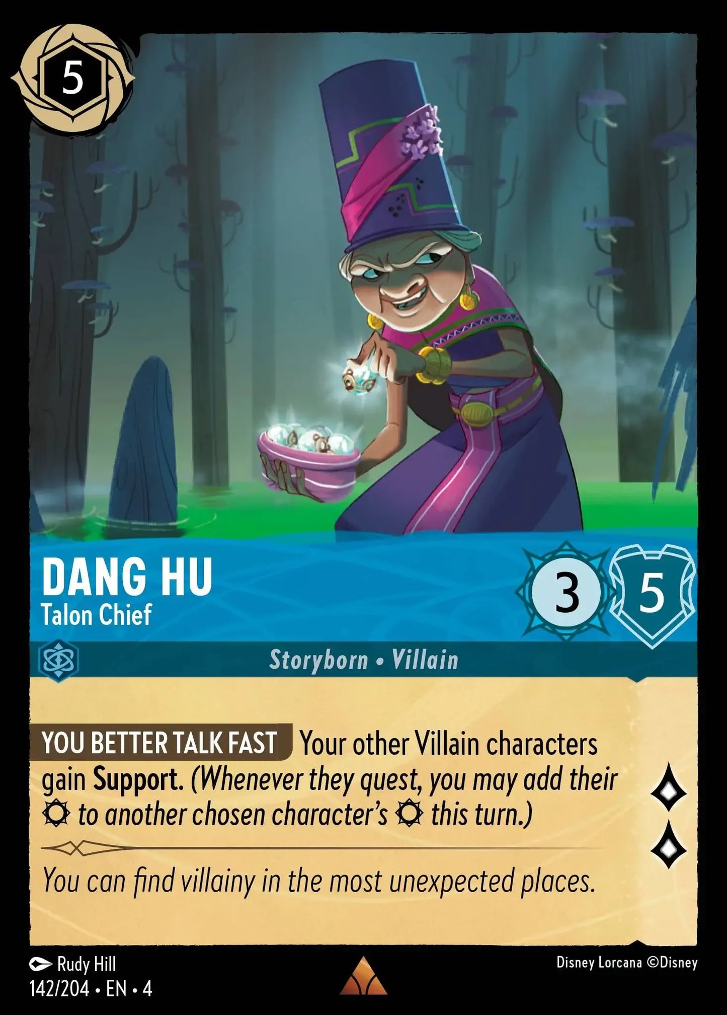 (142) Lorcana Ursula's Return Single: Dang Hu - Talon Chief Rare