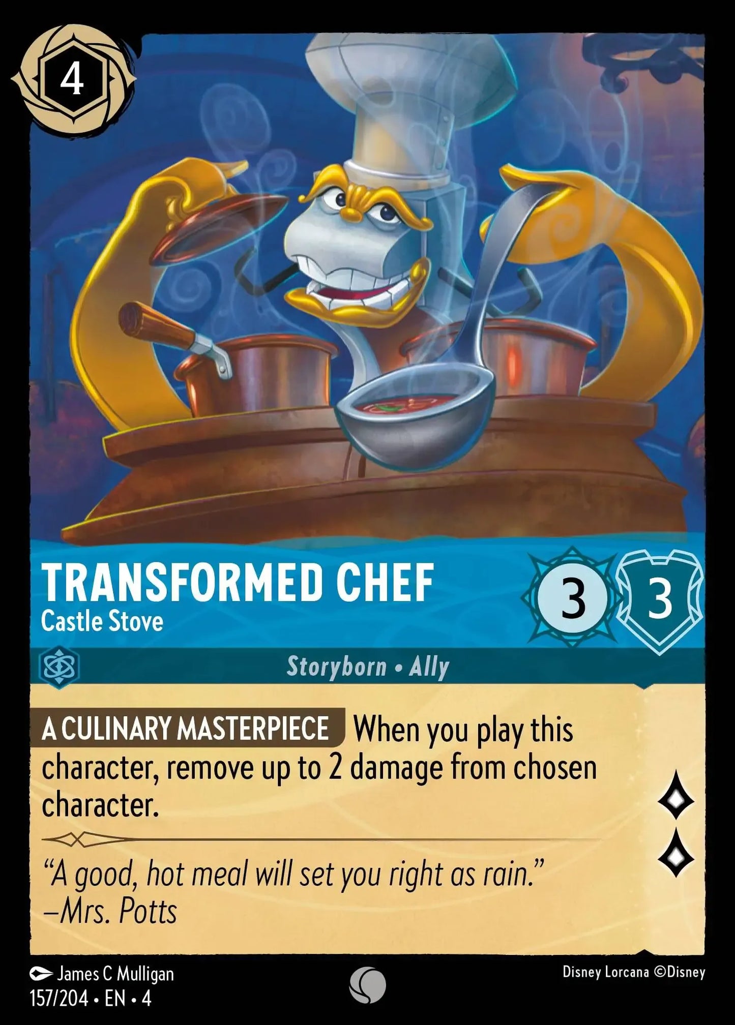 (157) Lorcana Ursula's Return Single: Transformed Chef - Castle Stove Holo Common