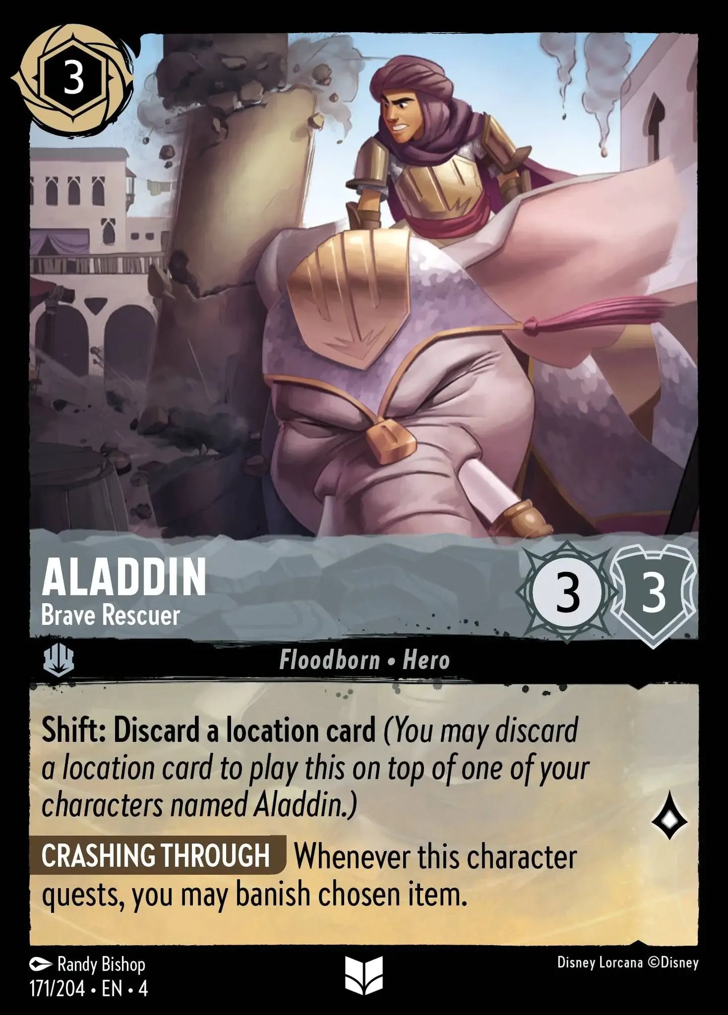 (171) Lorcana Ursula's Return Single: Aladdin - Brave Rescuer Holo Uncommon