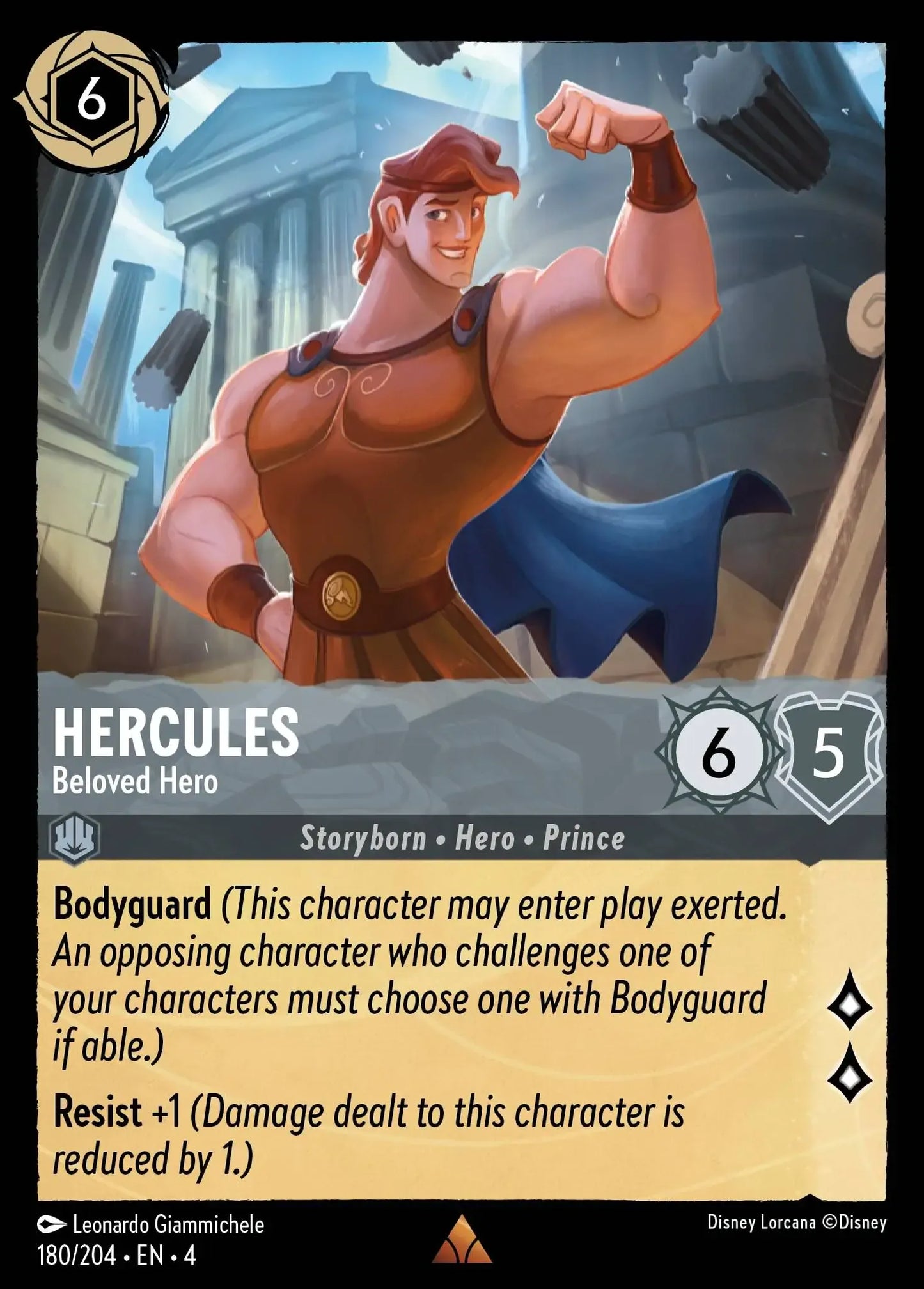 (180) Lorcana Ursula's Return Single: Hercules - Beloved Hero Holo Rare