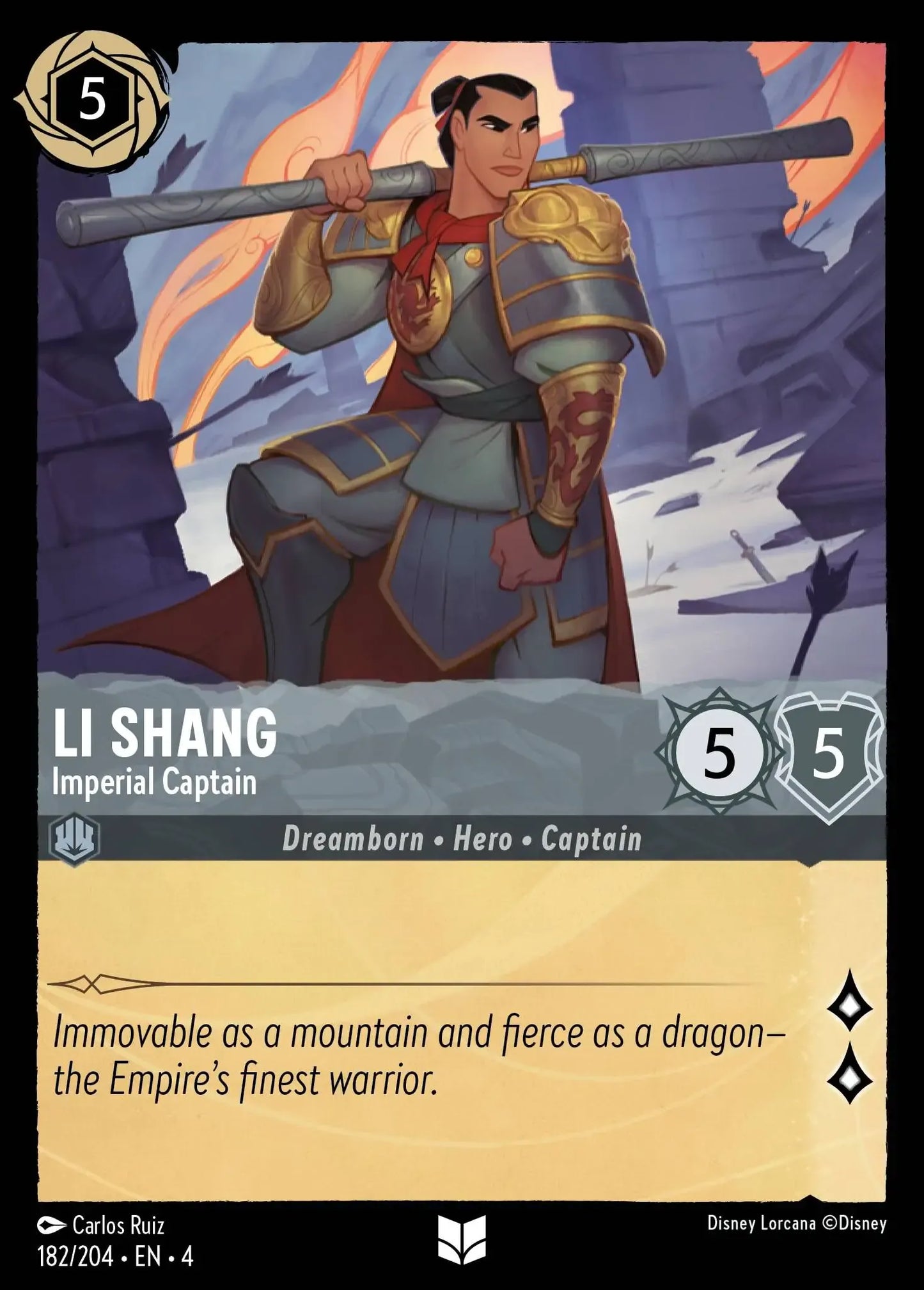 (182) Lorcana Ursula's Return Single: Li Shang - Imperial Captain Holo Uncommon