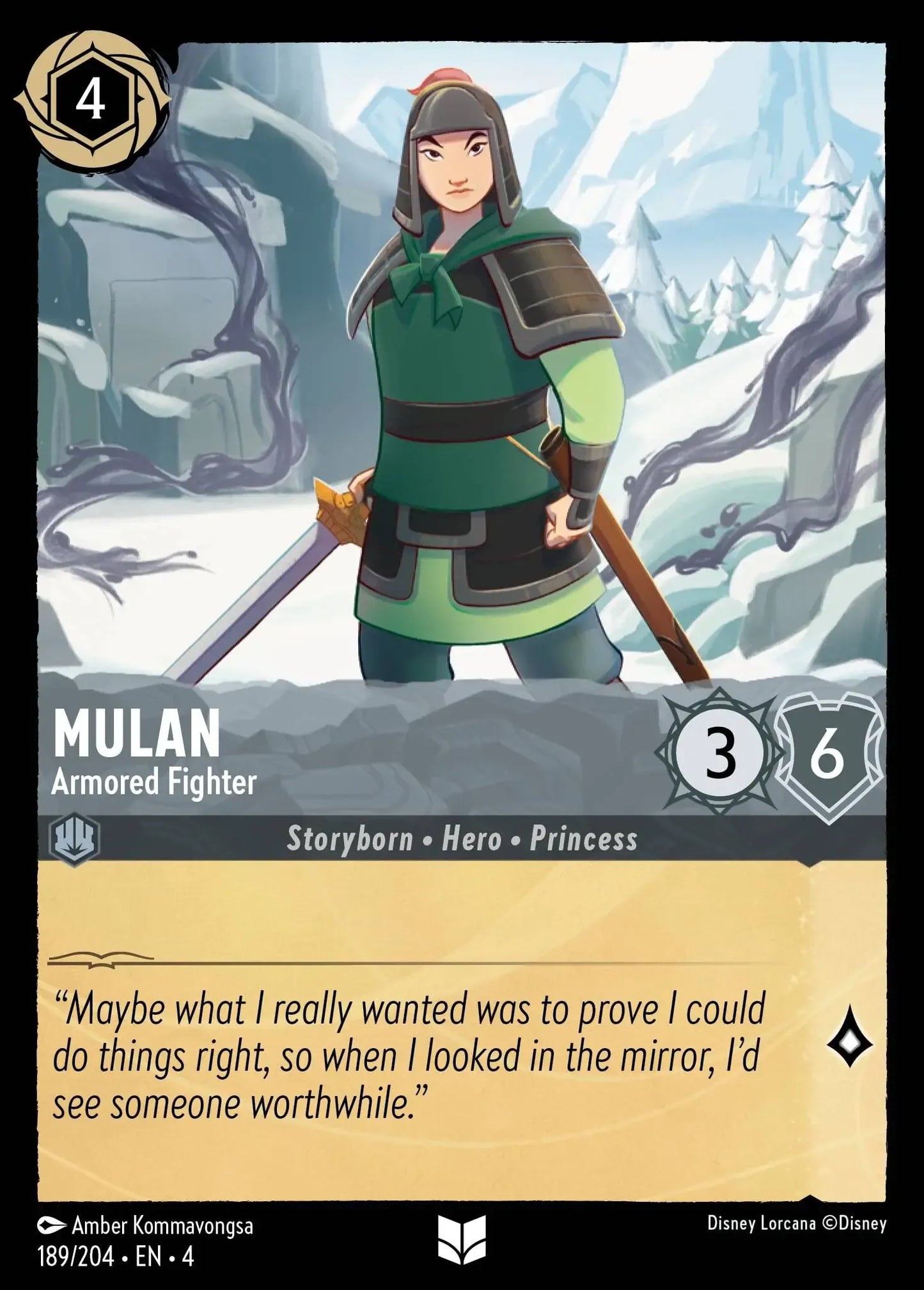 (189) Lorcana Ursula's Return Single: Mulan - Armored Fighter Holo Uncommon