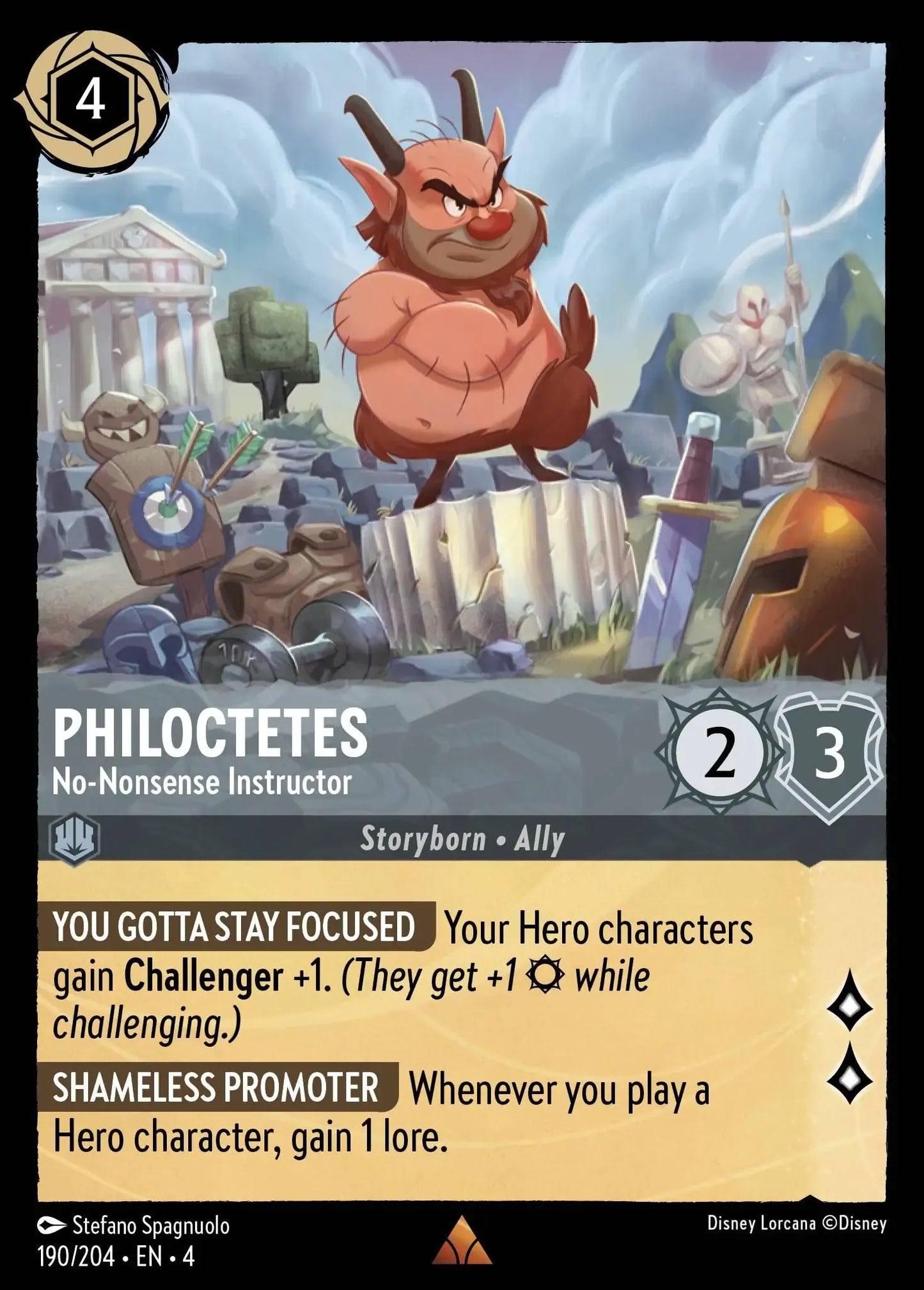 (190) Lorcana Ursula's Return Single: Philoctetes - No-Nonsense Instructor Holo Rare