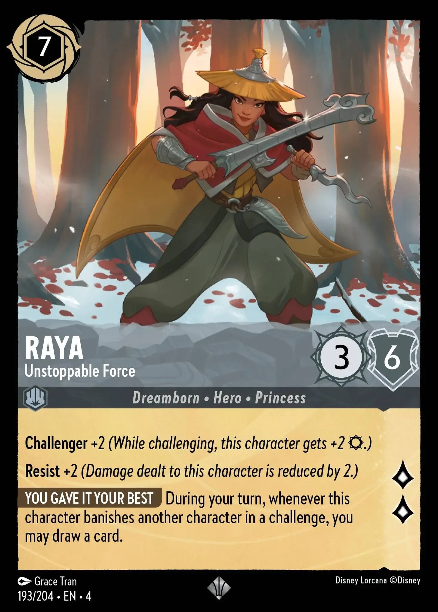 (193) Lorcana Ursula's Return Single: Raya - Unstoppable Force Super Rare