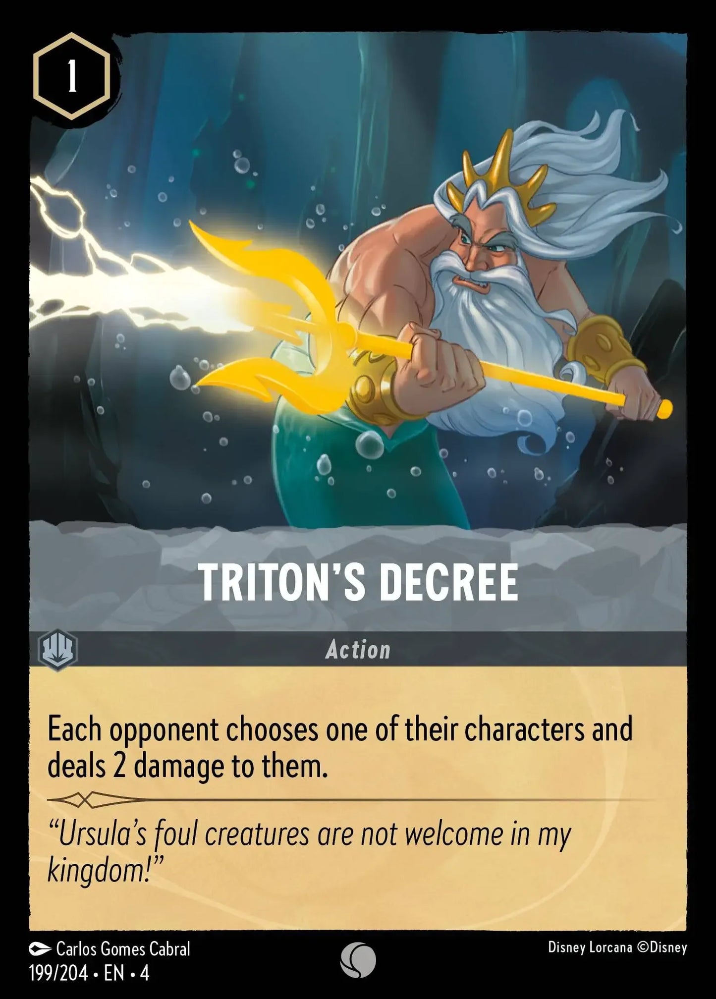 (199) Lorcana Ursula's Return Single: Triton's Decree Holo Common