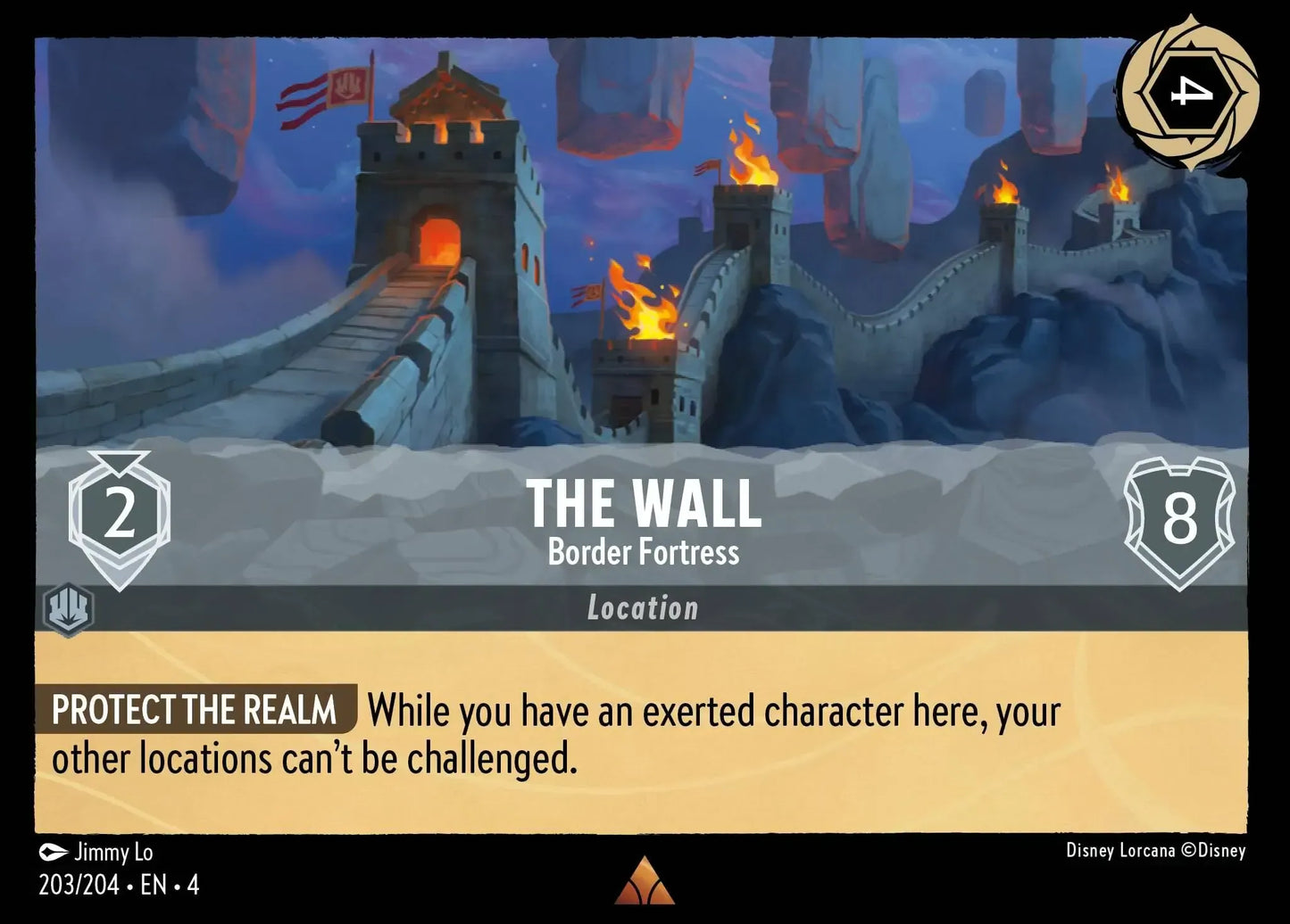 (203) Lorcana Ursula's Return Single: The Wall - Border Fortress (V.1) Rare
