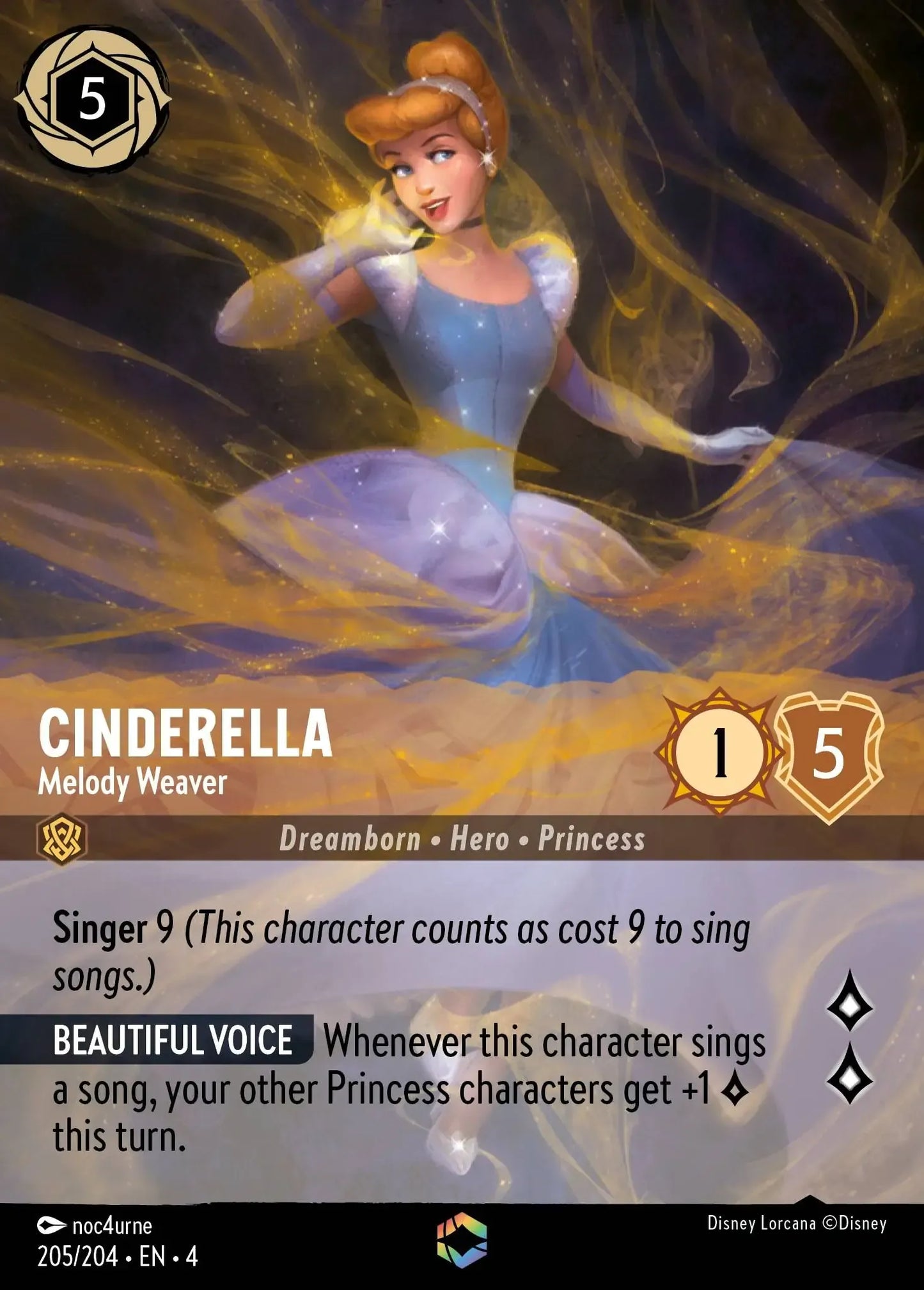 (205) Lorcana Ursula's Return Single: Cinderella - Melody Weaver (V.2) Enchanted