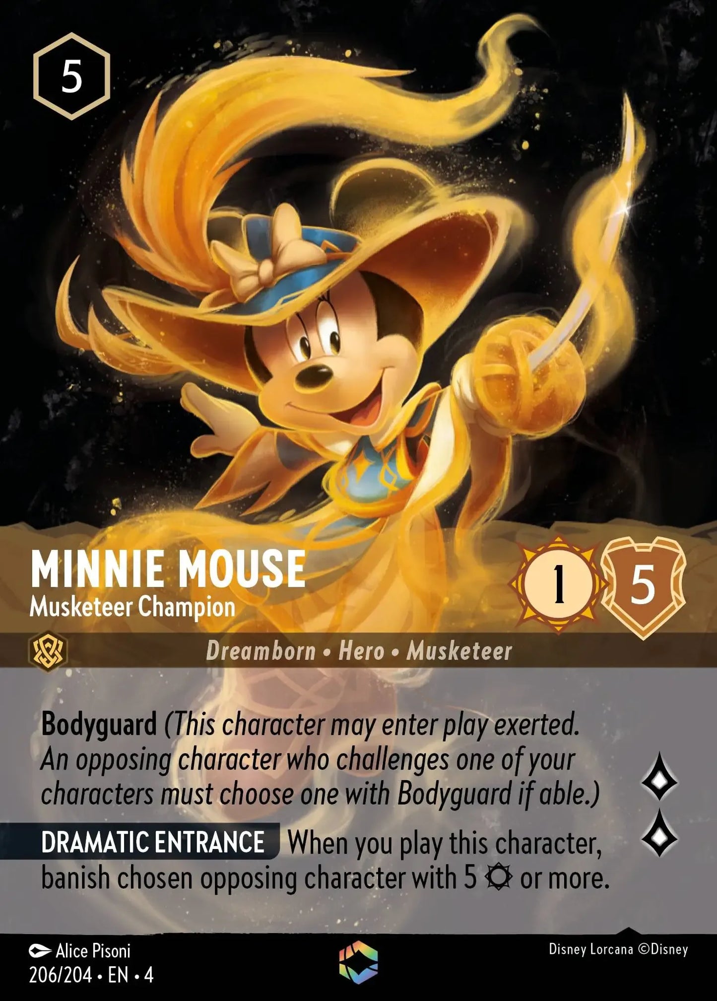 (206) Lorcana Ursula's Return Single: Minnie Mouse - Musketeer Champion (V.2) Enchanted