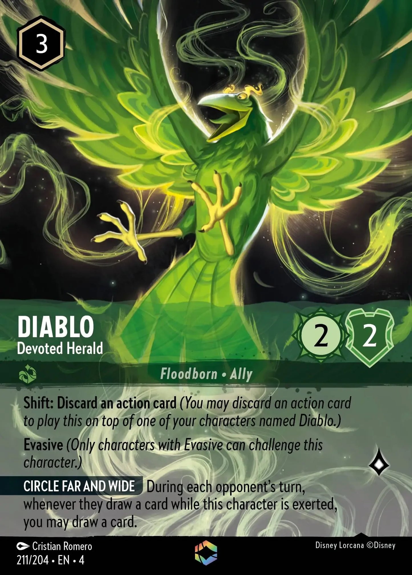 (211) Lorcana Ursula's Return Single: Diablo - Devoted Herald (V.2) Enchanted