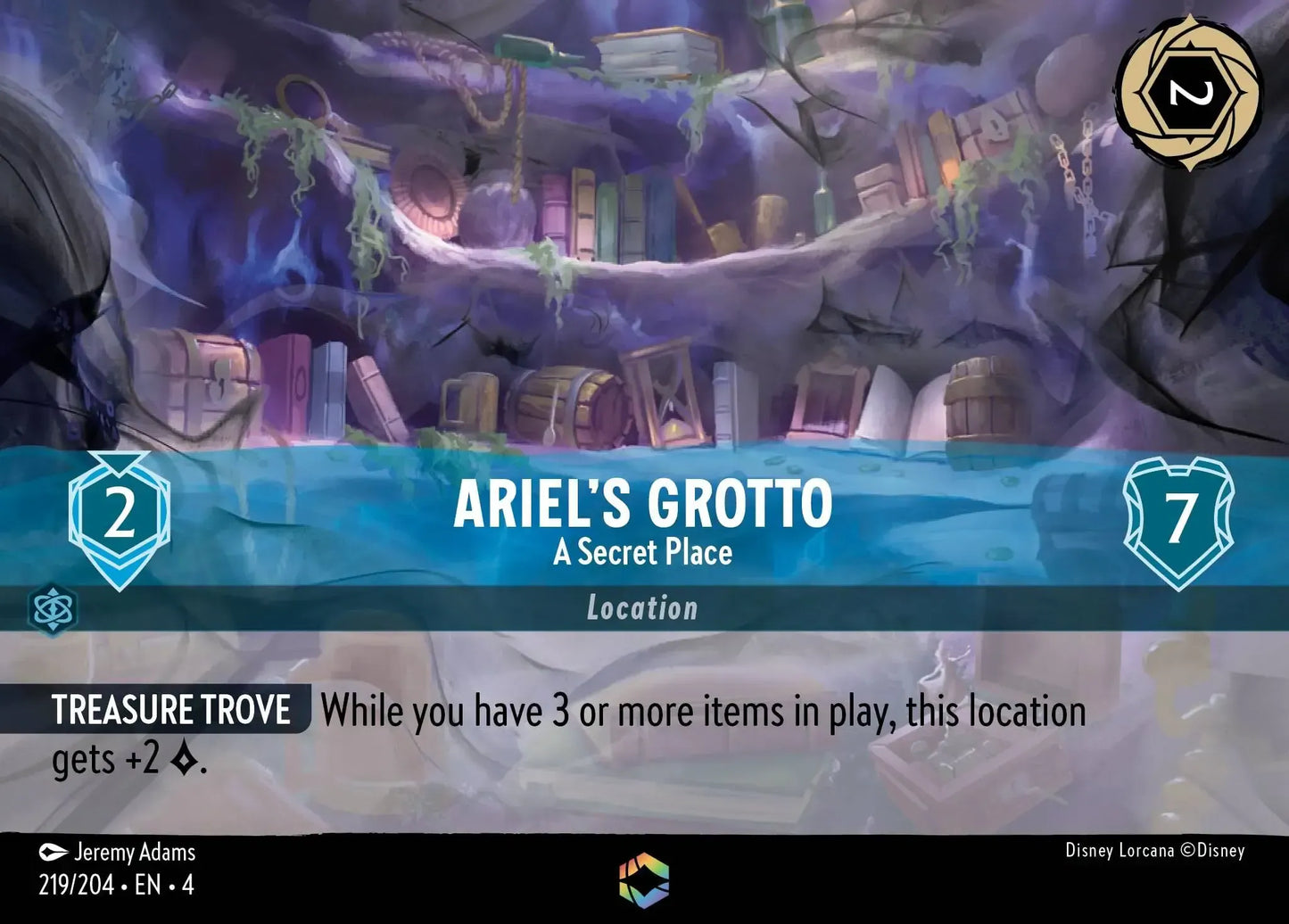 (219) Lorcana Ursula's Return Single: Ariel's Grotto - A Secret Place (V.2) Enchanted