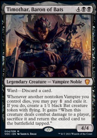 (004) Magic The Gathering Commander: Innistrad: Crimson Vow Single: Timothar, Baron of Bats (V.1) Holo Mythic