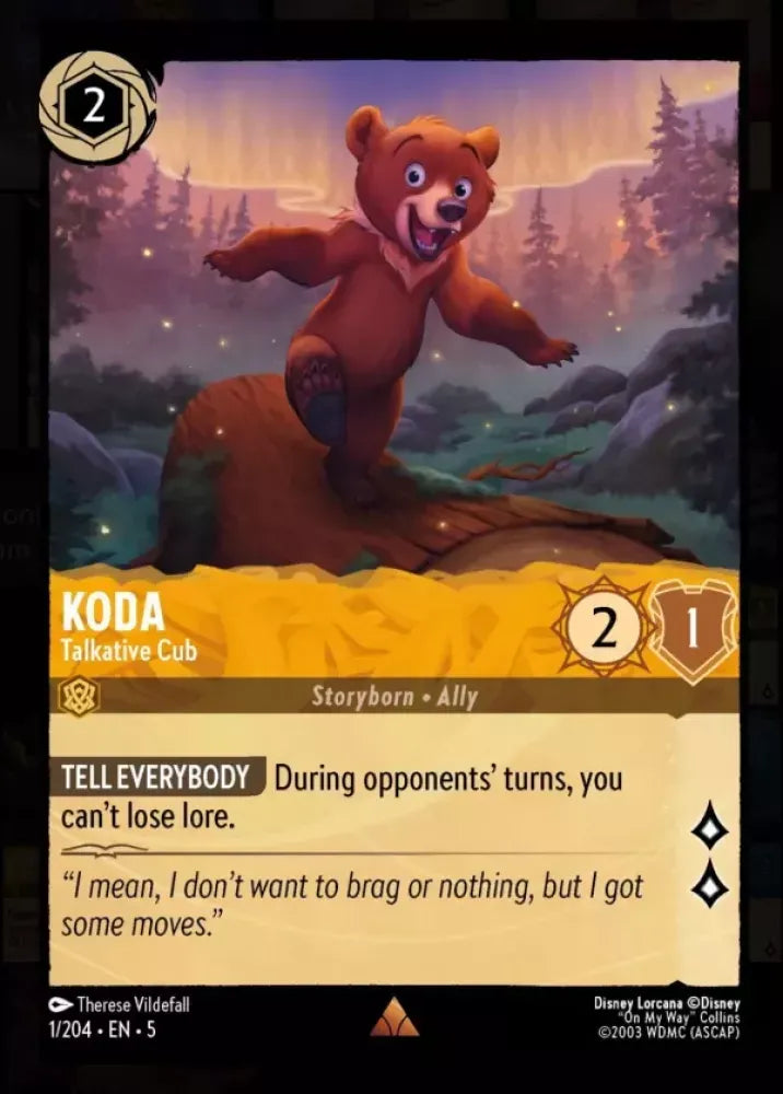 (001) Lorcana Shimmering Skies Single: Koda - Talkative Cub Rare