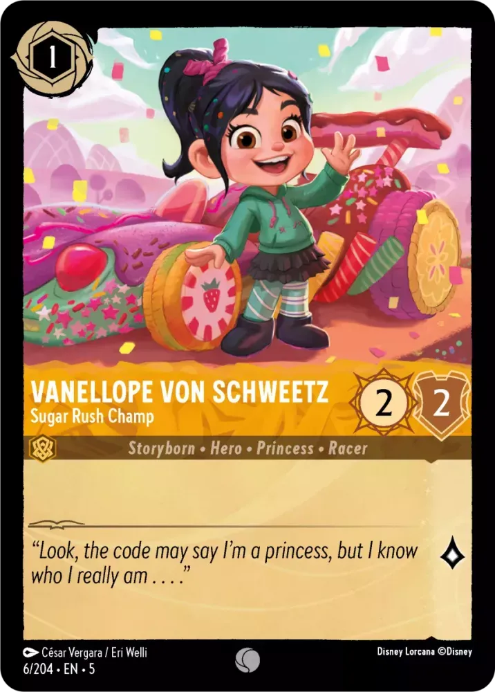 (006) Lorcana Shimmering Skies Single: Vanellope von Schweetz - Sugar Rush Champ Common