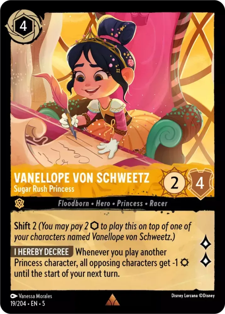 (019) Lorcana Shimmering Skies Single: Vanellope von Schweetz - Sugar Rush Princess (V.1) Rare