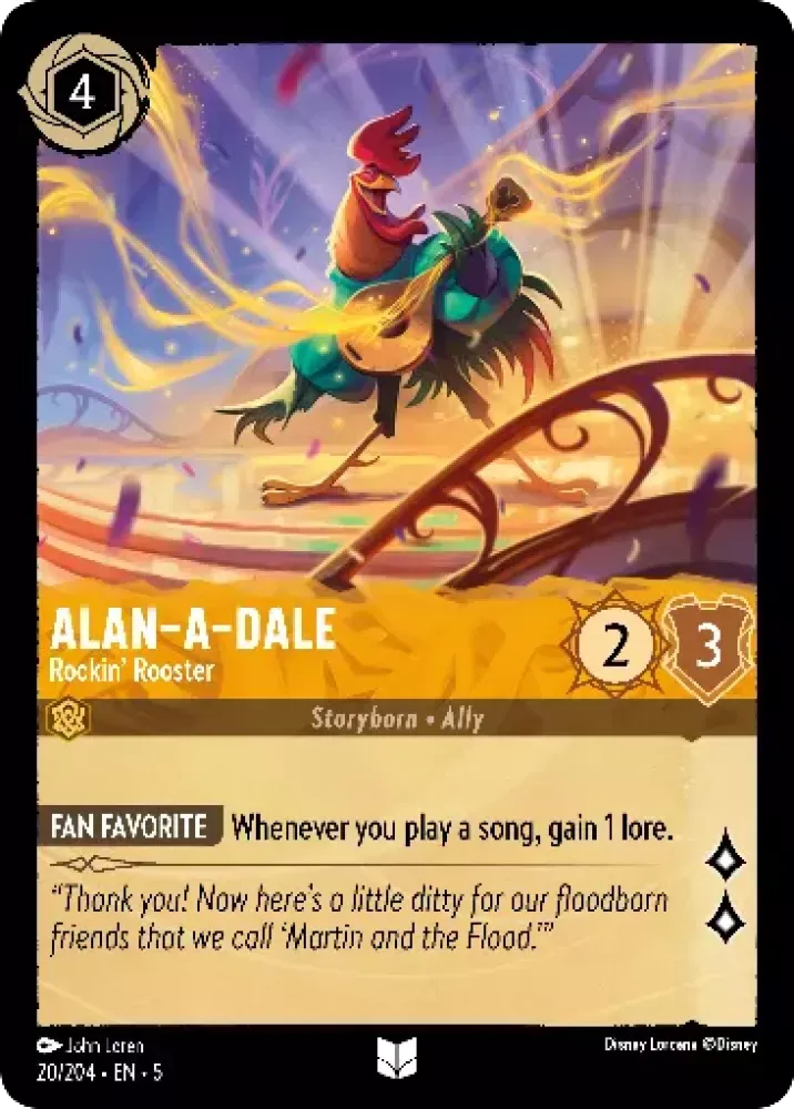(020) Lorcana Shimmering Skies Single: Alan���a���Dale - Rockin' Rooster Holo Uncommon
