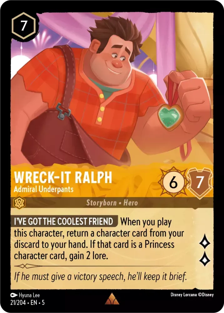 (021) Lorcana Shimmering Skies Single: Wreck���It Ralph - Admiral Underpants Holo Rare