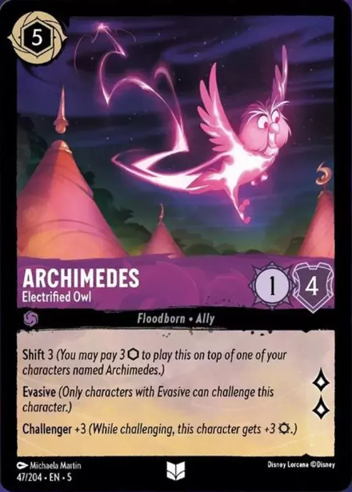 (047) Lorcana Shimmering Skies Single: Archimedes - Electrified Owl (V.1) Uncommon
