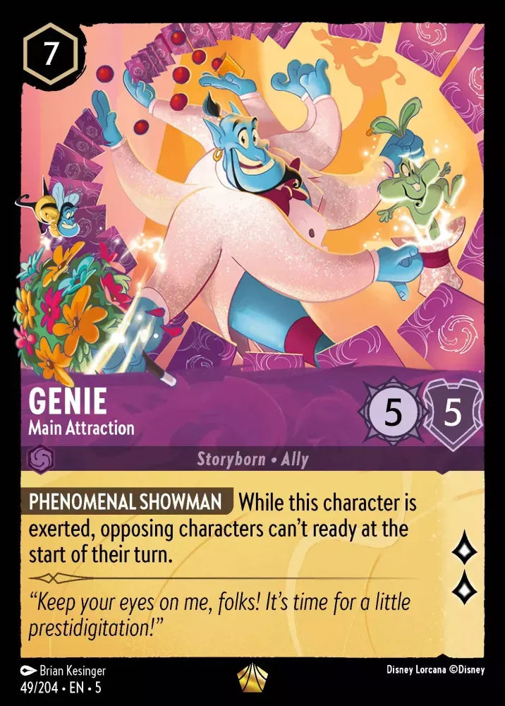(049) Lorcana Shimmering Skies Single: Genie - Main Attraction Legendary