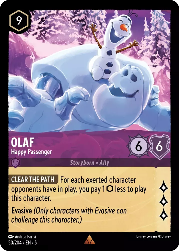 (050) Lorcana Shimmering Skies Single: Olaf - Happy Passenger (V.1) Rare