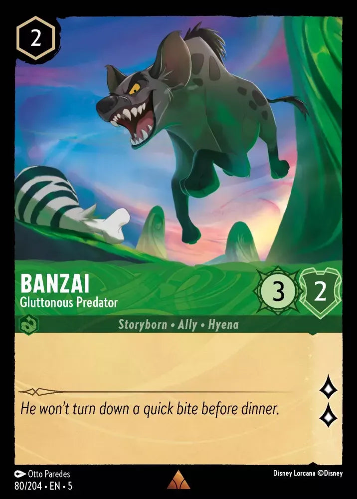 (080) Lorcana Shimmering Skies Single: Banzai - Gluttonous Predator Rare