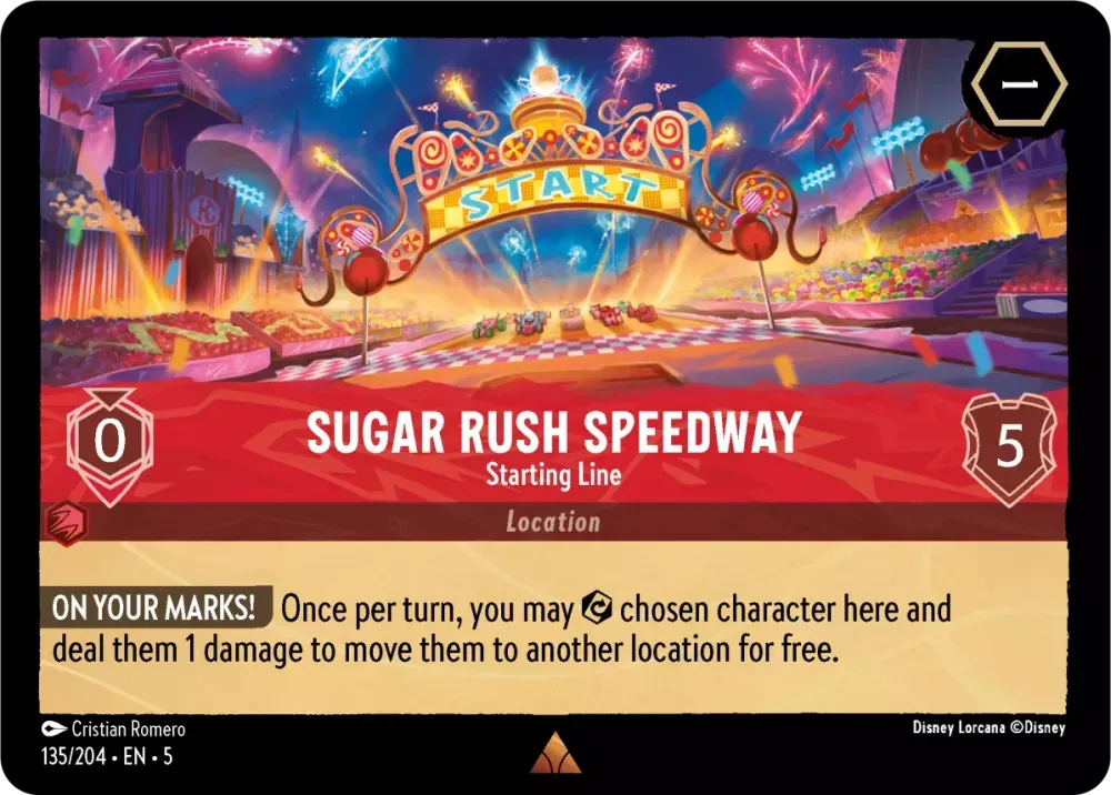 (135) Lorcana Shimmering Skies Single: Sugar Rush Speedway - Starting Line Rare