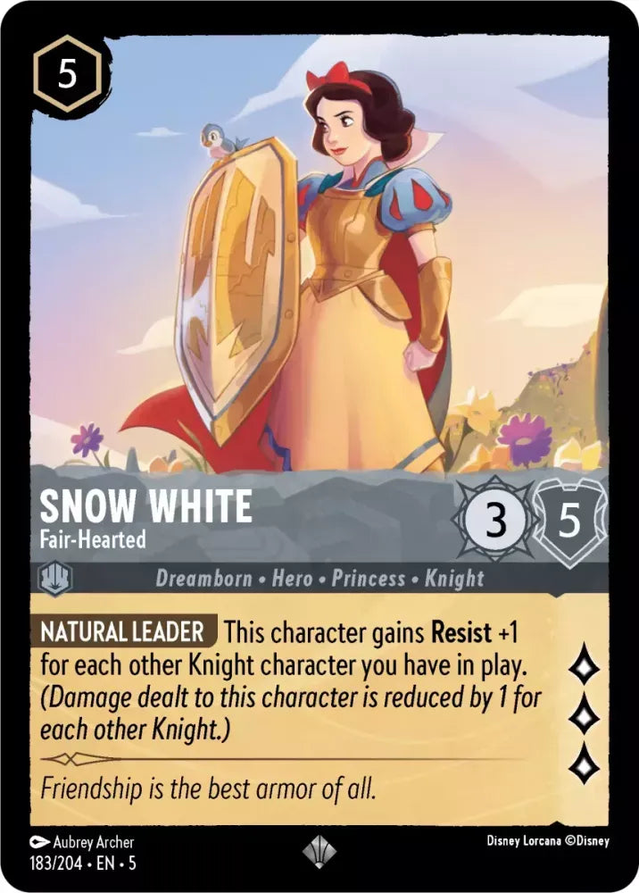 (183) Lorcana Shimmering Skies Single: Snow White - Fair���Hearted (V.1) Holo Super Rare